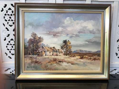 WOW !!! ROBERT HABER (1929 - 1998) - LISTED SA ARTIST - OIL ON BOARD LANDSCAPE - FRAMED AND SIGNED