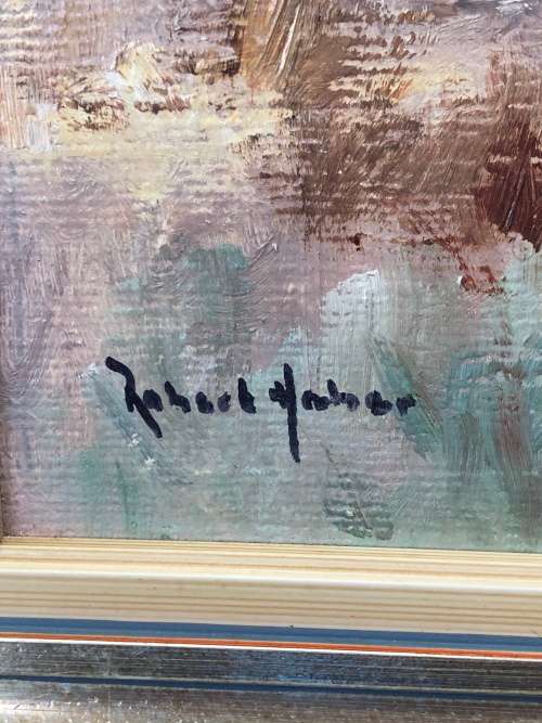 WOW !!! ROBERT HABER (1929 - 1998) - LISTED SA ARTIST - OIL ON BOARD LANDSCAPE - FRAMED AND SIGNED