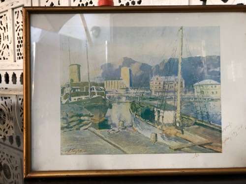 WOW !!! SYDNEY TAYLOR (SA 1870 - 1952) FRAMED VINTAGE PRINT - SIGNED IN PERSON IN PEN