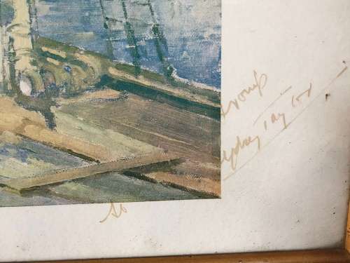 WOW !!! SYDNEY TAYLOR (SA 1870 - 1952) FRAMED VINTAGE PRINT - SIGNED IN PERSON IN PEN