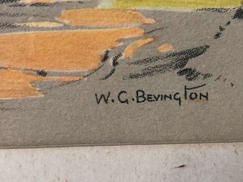 WOW !!! WILLIAM GEORGE BEVINGTON (1881 - 1953) SA ARTIST GICLEE PRINT - FRAMED BEHIND GLASS