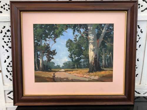 INVESTMENT ART !! TITTA FASCIOTTI (SA 1927-1993) ORIGINAL OIL ON BOARD LANDSCAPE - SIGNED AND FRAMED