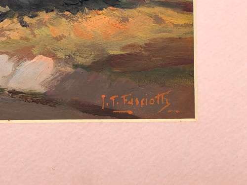 INVESTMENT ART !! TITTA FASCIOTTI (SA 1927-1993) ORIGINAL OIL ON BOARD LANDSCAPE - SIGNED AND FRAMED