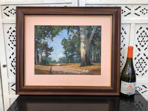 INVESTMENT ART !! TITTA FASCIOTTI (SA 1927-1993) ORIGINAL OIL ON BOARD LANDSCAPE - SIGNED AND FRAMED