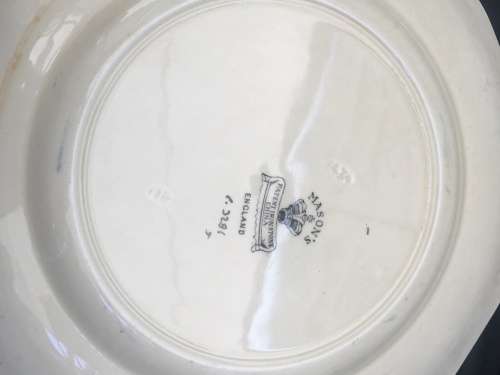 Collectable Rare Antique Masons Windsor Pattern 24 cm Plate marked  C.3286 J - C1891-1914