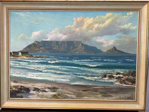 INVESTMENT ART~ ACCLAIMED ARTIST MICHAEL ALBERTYN OIL ON CANVAS OF TABLE MOUNTAIN - FRAMED