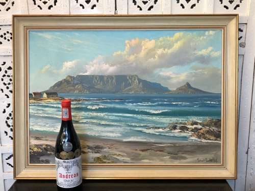 INVESTMENT ART~ ACCLAIMED ARTIST MICHAEL ALBERTYN OIL ON CANVAS OF TABLE MOUNTAIN - FRAMED