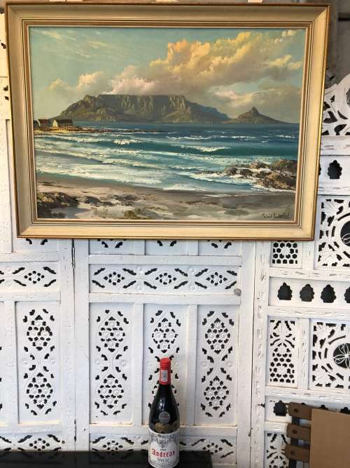 INVESTMENT ART~ ACCLAIMED ARTIST MICHAEL ALBERTYN OIL ON CANVAS OF TABLE MOUNTAIN - FRAMED