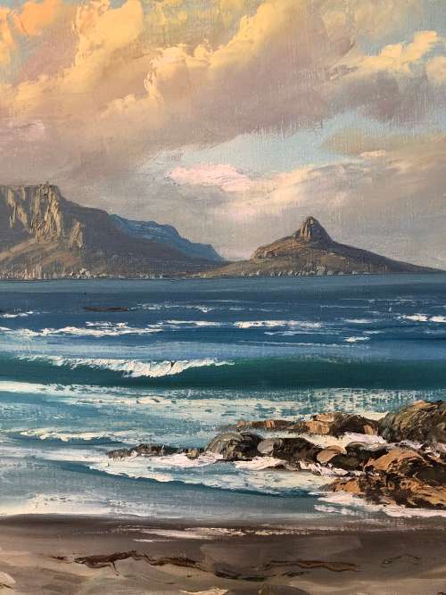 INVESTMENT ART~ ACCLAIMED ARTIST MICHAEL ALBERTYN OIL ON CANVAS OF TABLE MOUNTAIN - FRAMED