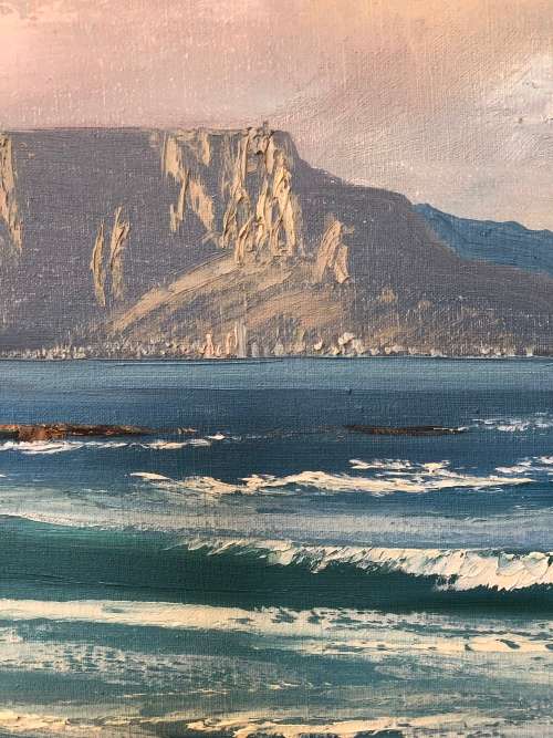 INVESTMENT ART~ ACCLAIMED ARTIST MICHAEL ALBERTYN OIL ON CANVAS OF TABLE MOUNTAIN - FRAMED