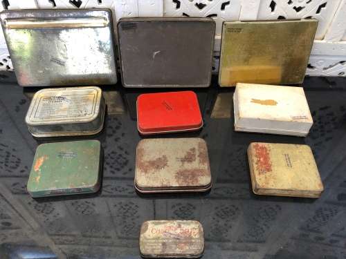 WOW !!! FANTASTIC COLLECTION OF VINTAGE CIGARETTE TINS AND OTHERS- SOME DATING TO AROUND WW11