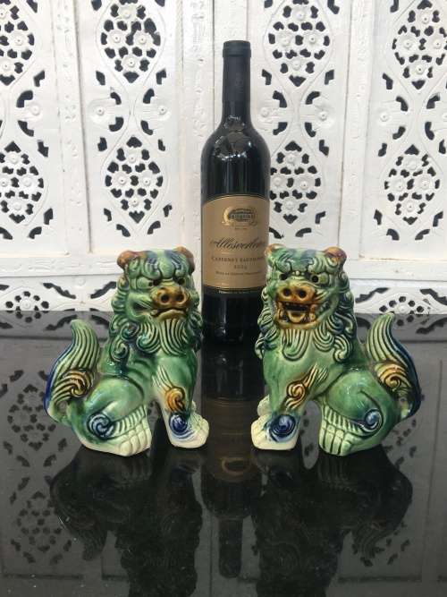 Chinese Feng shui Porcelain Sancai style. Fu Dogs,or Imperial Guardian Lions. Male & Female