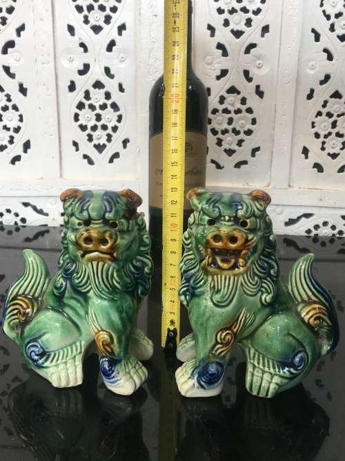 Chinese Feng shui Porcelain Sancai style. Fu Dogs,or Imperial Guardian Lions. Male & Female