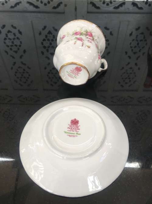 Rare c1966  Paragon "Victoriana Rose" By Appointment to Her Majesty The Queen. Tea Duo