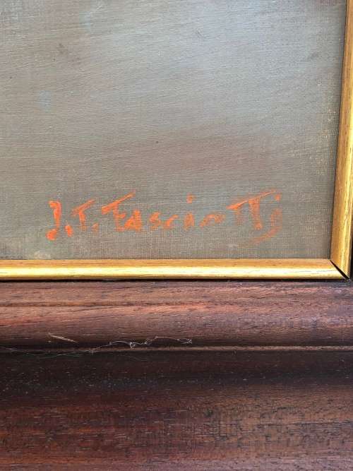 INVESTMENT ART !! TITTA FASCIOTTI (SA 1927-1993) ORIGINAL OIL ON BOARD SEASCAPE - SIGNED AND FRAMED
