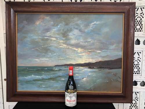 INVESTMENT ART !! TITTA FASCIOTTI (SA 1927-1993) ORIGINAL OIL ON BOARD SEASCAPE - SIGNED AND FRAMED