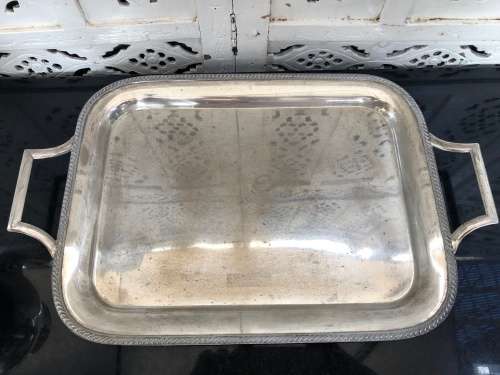 WOW !!! GORGEOUS VINTAGE SILVER PLATED TEA SET ON A SILVER PLATED TWIN HANDLED TRAY