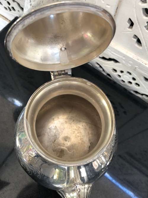 WOW !!! GORGEOUS VINTAGE SILVER PLATED TEA SET ON A SILVER PLATED TWIN HANDLED TRAY