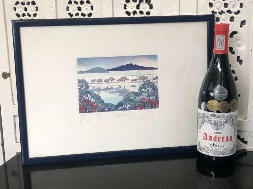INVESTMENT ART !!! KAREL BURROWS - NEW ZEALAND ARTIST - HAND COLORED ETCHING