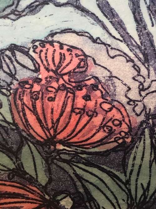 INVESTMENT ART !!! KAREL BURROWS - NEW ZEALAND ARTIST - HAND COLORED ETCHING