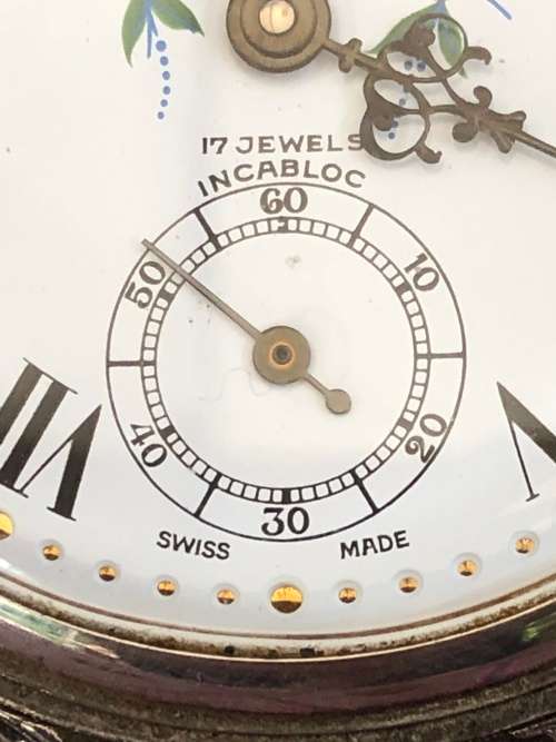 STUNNING VINTAGE SILVERPLATE CASED HUNTING SWISS POCKET WATCH c1970 - WIND UP - FULL WORKING ORDER