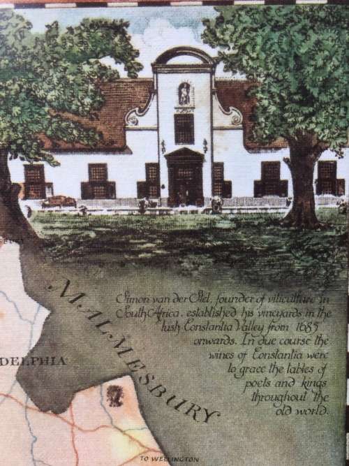 BEAUTIFULLY FRAMED VINTAGE MAP OF CONSTANTIA / DURBANVILLE BY JANICE ASHBY DESIGN STUDIOS 1973