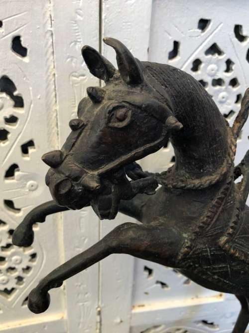 WOW !!! EXCEPTIONALLY RARE LARGE STUNNING BENIN BRONZE STATUE OF A REARING HORSE - VALUE R12500
