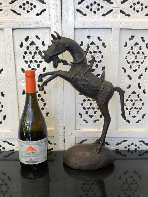 WOW !!! EXCEPTIONALLY RARE LARGE STUNNING BENIN BRONZE STATUE OF A REARING HORSE - VALUE R12500