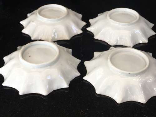 Delightful Antique Oriental lot of Fine Hand made & Bird Painted Porcelain Scalloped Bowls.