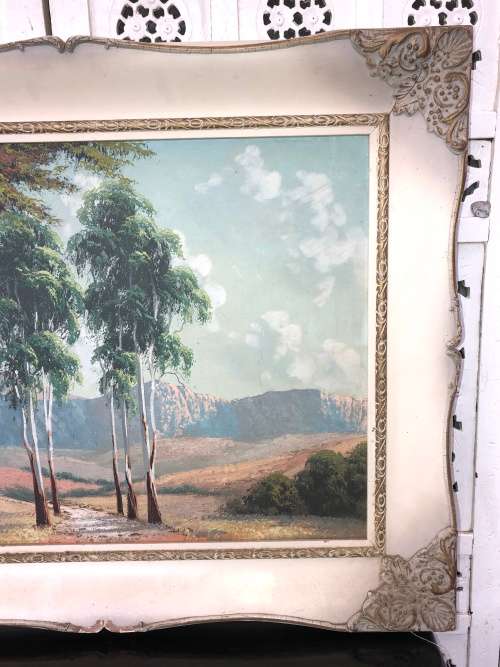 WOW !!! STUNNING OIL ON BOARD LANDSCAPE PAINTING IN A CLASSIC VINTAGE FRAME -SIGNED GIBSON