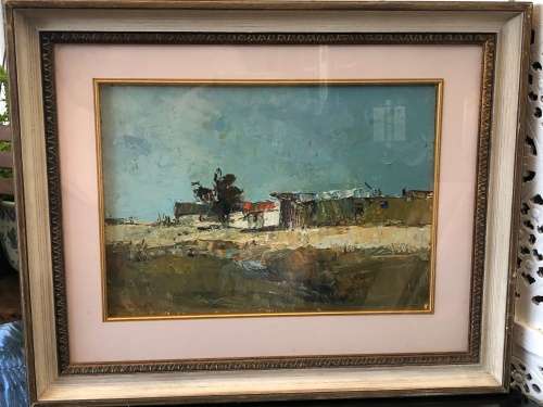 INVESTMENT ART !! TITTA FASCIOTTI (SA 1927-1993) ORIGINAL OIL ON BOARD LANDSCAPE - SIGNED AND FRAMED