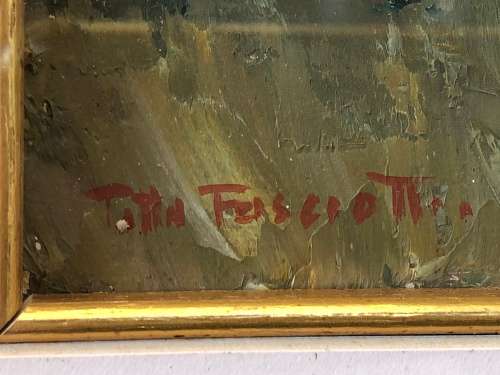 INVESTMENT ART !! TITTA FASCIOTTI (SA 1927-1993) ORIGINAL OIL ON BOARD LANDSCAPE - SIGNED AND FRAMED