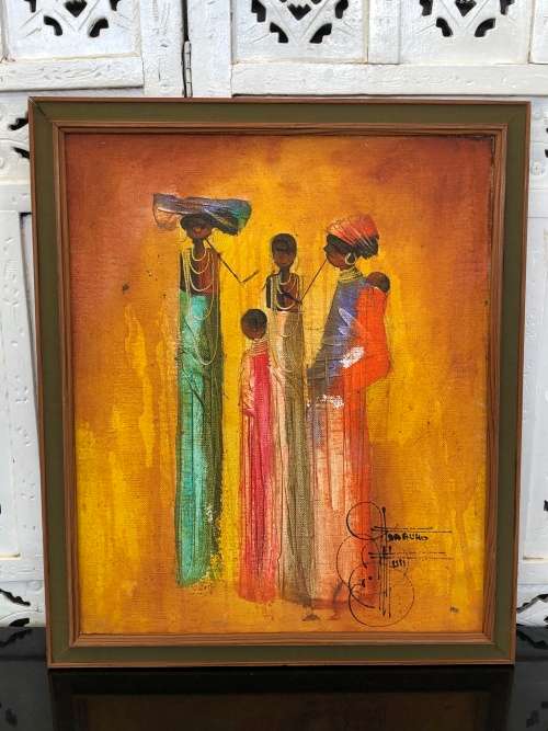 WOW !!! NDABUKO NTULI A WELL ESTABLISHED SOUTH AFRICAN ARTIST OIL ON CANVAS