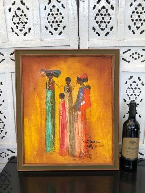 WOW !!! NDABUKO NTULI A WELL ESTABLISHED SOUTH AFRICAN ARTIST OIL ON CANVAS
