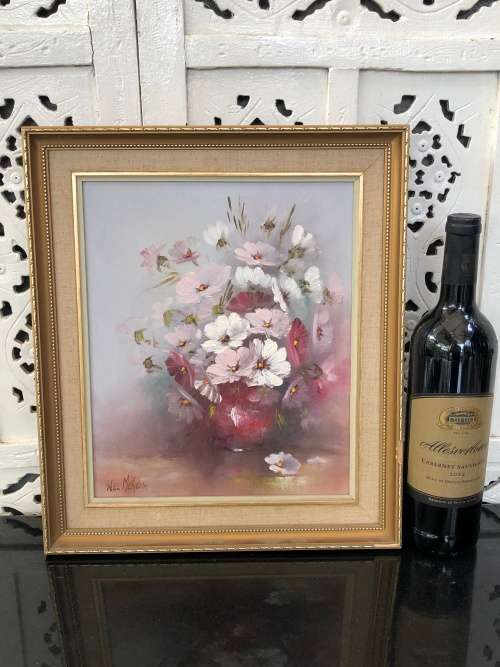 WOW !!! SA LISTED ARTIST NEL McKEITH GORGEOUS OIL ON BOARD STILL LIFE OF FLOWERS