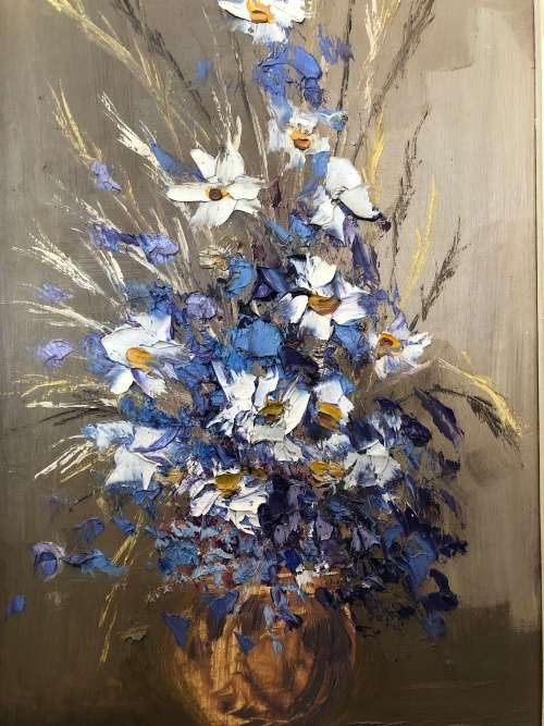 WOW !!! FANTASTIC PETER VAN BLOMMESTEIN - LISTED SA ARTIST - STILL LIFE OF FLOWERS  - OIL ON BOARD