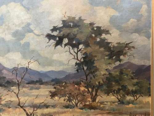 INVESTMENT ART !!! JOHANNES BORMAN (SWA 1912  1981) OIL ON BOARD LANDSCAPE - DATED 1953