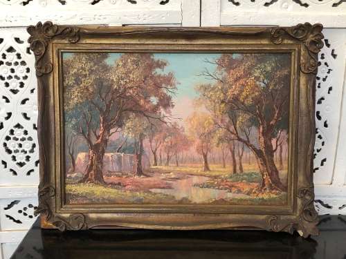 INVESTMENT ART~ FAMOUS SA ARTIST VICTOR VISSER (1907-1995) RARE OIL ON CANVAS PAINTING - FRAMED