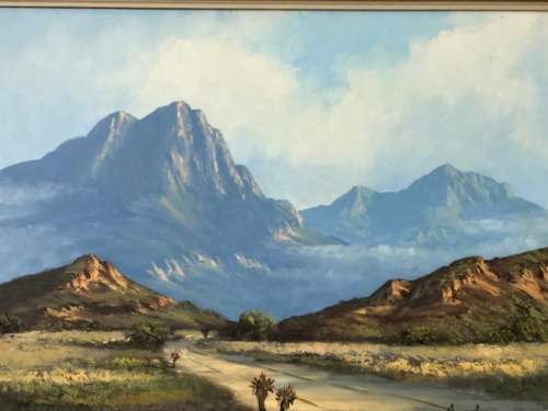 WOW !!! DONITA BENZIEN - GORGEOUS OIL ON CANVAS LANDSCAPE PAINTING IN A LOVELY VINTAGE FRAME