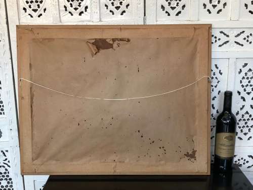 WOW !!! DONITA BENZIEN - GORGEOUS OIL ON CANVAS LANDSCAPE PAINTING IN A LOVELY VINTAGE FRAME