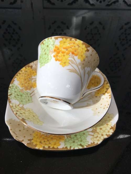 Stunning Vintage Royal Standard Fine China. "Valencia" Porcelain Tea Trio, Std Size.