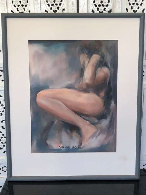 WOW !!! BENJAMIN VAN DYK - LISTED SA ARTIST - FRAMED NUDE - PASTEL ON PAPER