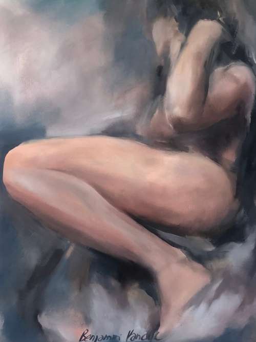 WOW !!! BENJAMIN VAN DYK - LISTED SA ARTIST - FRAMED NUDE - PASTEL ON PAPER