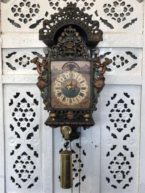 WOW !!! STUNNING RARE ANTIQUE DUTCH WEIGHT DRIVEN 1 DAY FRIESE STOELKLOK - WORKING 100%