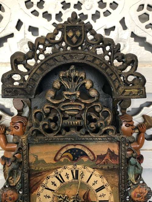 WOW !!! STUNNING RARE ANTIQUE DUTCH WEIGHT DRIVEN 1 DAY FRIESE STOELKLOK - WORKING 100%
