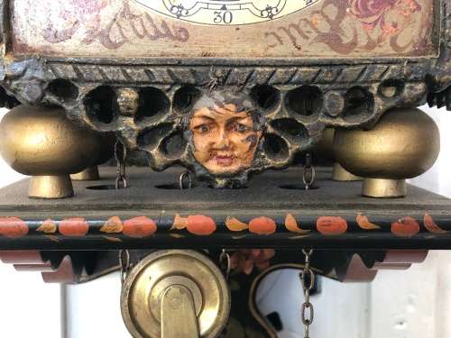 WOW !!! STUNNING RARE ANTIQUE DUTCH WEIGHT DRIVEN 1 DAY FRIESE STOELKLOK - WORKING 100%