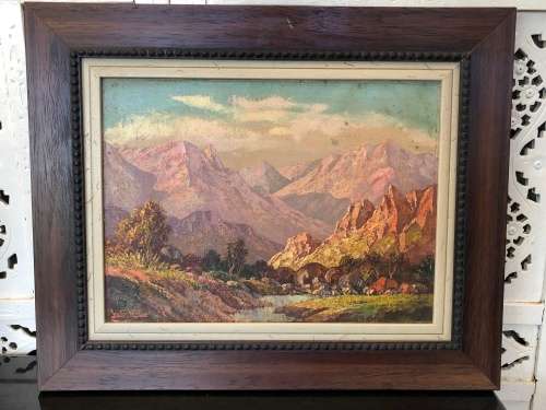 INVESTMENT ART~ FAMOUS SA ARTIST VICTOR VISSER (1907-1995) RARE OIL ON CANVAS PAINTING - FRAMED