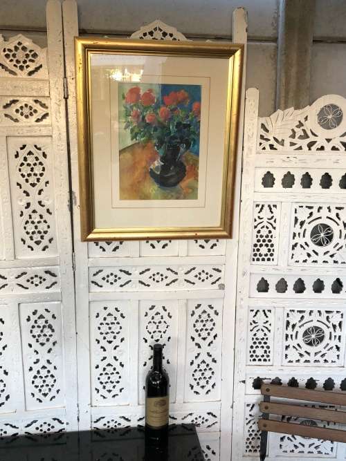 STUNNING FRAMED WATERCOLOR STILL LIFE OF FLOWER - SIGNED VAN ONSELEN