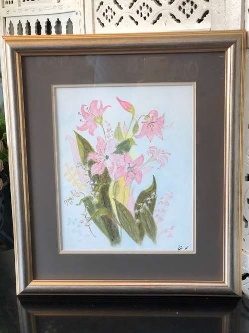 STUNNING FRAMED WATERCOLOR STILL LIFE OF FLOWER - SIGNED AND DATED 1999