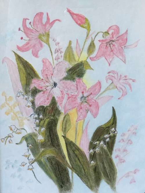 STUNNING FRAMED WATERCOLOR STILL LIFE OF FLOWER - SIGNED AND DATED 1999